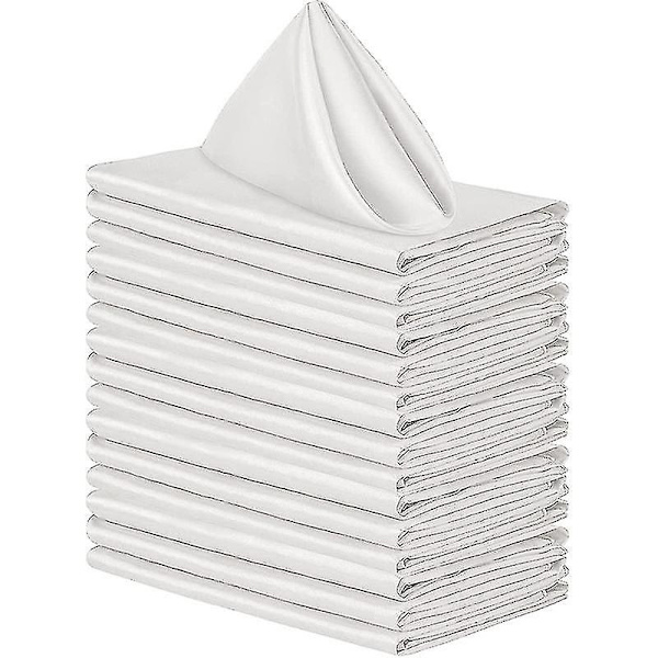 12 st Tygnapkiner, Tum Satin Bordsnapkiner, Återanvändbara Napkiner i Tyg för Bröllop 43*43cm white