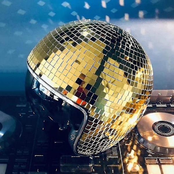 Discokula-hjälm med infällbart visir, coola rekvisita för nattklubbar Gold