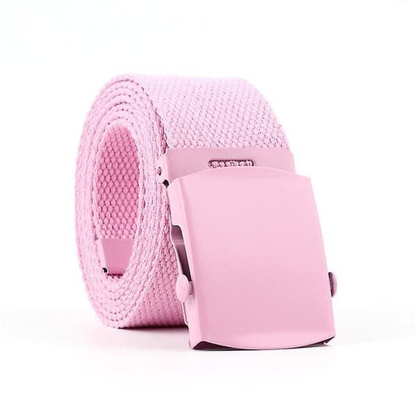 Unisex slät spänne canvas vävd bälte Pink