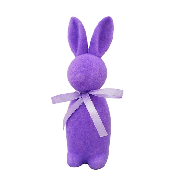 Påskehare Statue Fritstående Skum Kanin Ornament Kunstig Mos Kanin Flocked Kanin Figur Centerpiece til Skrivebord Kamin Spisebord Purple