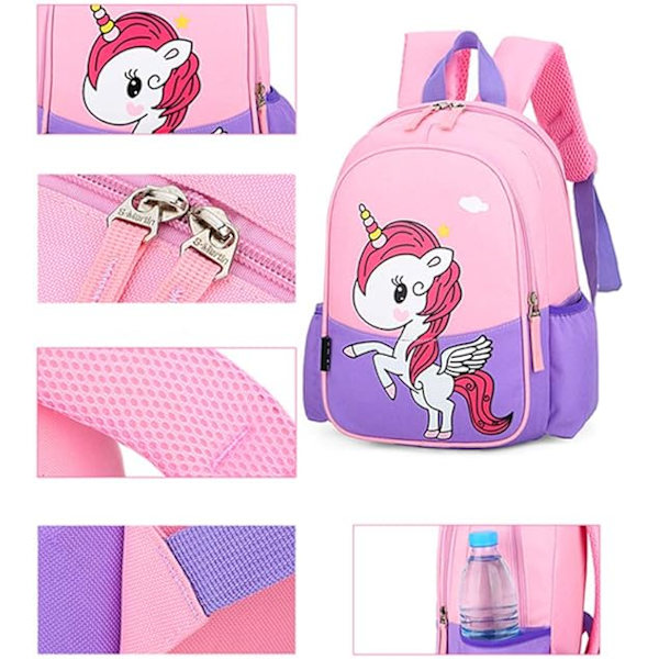 Lasten taapero esikoulu matkareppu päiväkoti Cool Cute Cartoon reppu reppu Yksisarvinen Violetti reppu Kirjakassi tytöille pojille vauva Unicorn Purple
