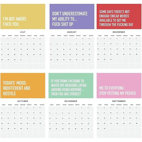 Adulting er hårdt 2024 Kalender, Månedlig vægkalenderplanlægger, Daglig gitterpersonlig notesblok Kalender, Månedlig kalenderplanlægger 1Pcs