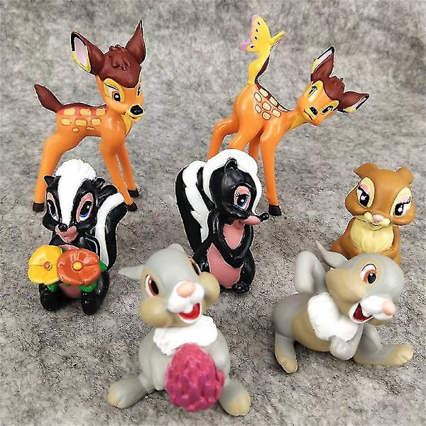 7 stk. tegneserie Bambi hjor legetøj PVC actionfigurer kanin figur egern model anime dukker gaver til børn