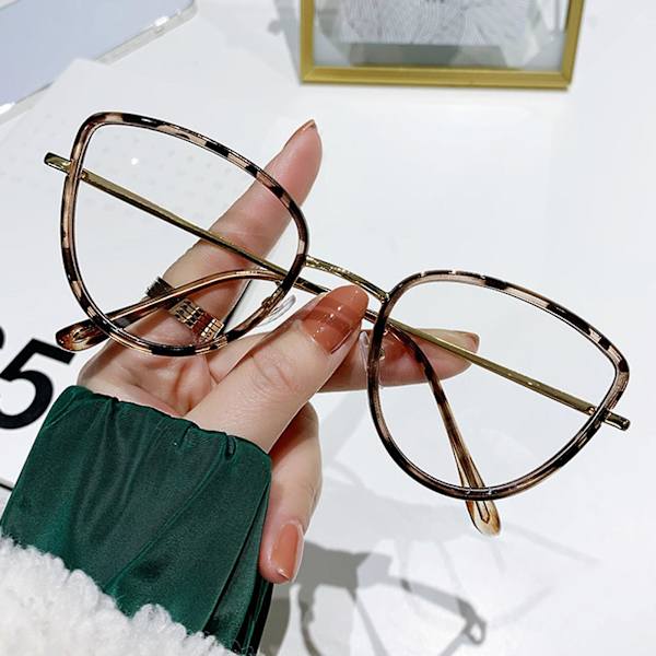 Blå ljusfilter Datorglasögon Cat Eyes Ram Fotochromiska Linser UV-blockerande Nyanser Glasögon För Spel Studenter Anti-blue Light Hawksbill Gold Frame