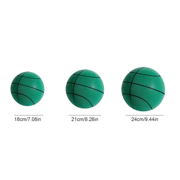 Tyst basketboll, barn inomhusträning boll obelagd högdensitets skumboll 18cm Green
