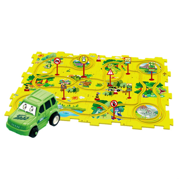 Tee-se-itse sähköinen rata-autolelu, paristokäyttöinen leluauto ja pulmapalapelti lapsille Dinosaur 25pcs/Set