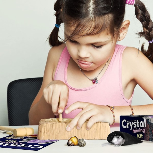 Crystal Gemstone Gräv utgrävning Kit för barn Gem Collection Leksaker Geologi Vetenskap Utbildning Stamgåva Pojkar Flickor