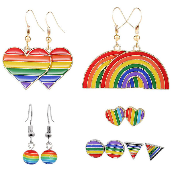 6 par Pride-øreringe Regnbue dråbe øreringe Valentinsdag Regnbue øreringe Smykker