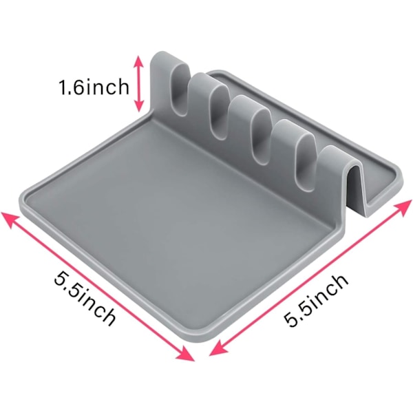 2 stk Silikonunderlag for kjøkkenredskaper med dryppmatte, varmebestandig, BPA-fritt materiale, egnet for skjeunderlag, redskapsholder, tenger, øser