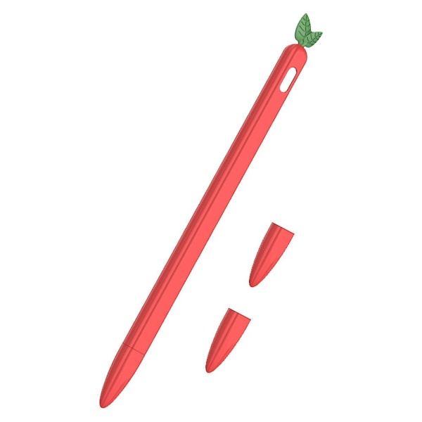 Veskehylse Cute Fruit Design Silikon mykt beskyttelsesdeksel kompatibel med Apple Pencil 2nd Gen Small strawberry