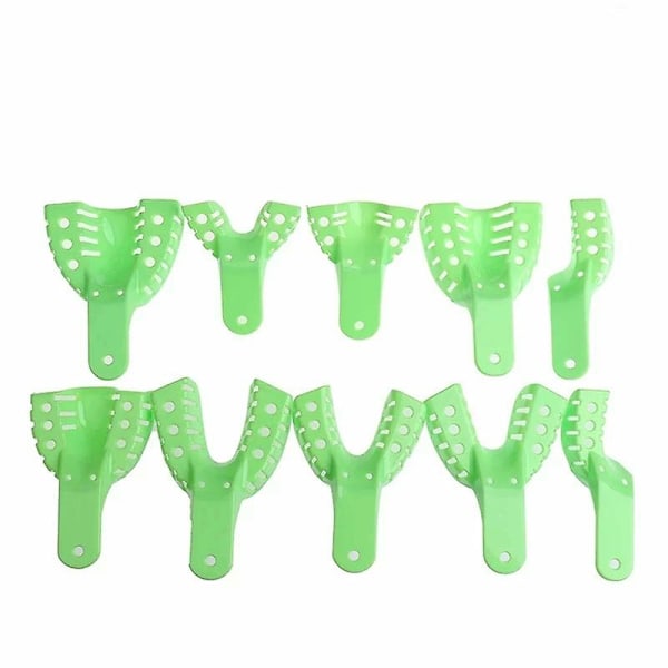 10pcs/set Dental Plastic Impression Tray Impression Metal Mesh Plastic Materials Dental Impression Trays