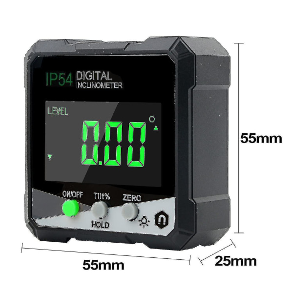 Digitalt vinkelmåler, vinkelmåler/vinkelmåler med LCD, inklinometer med magnet, digital vinkelmåler (hy)