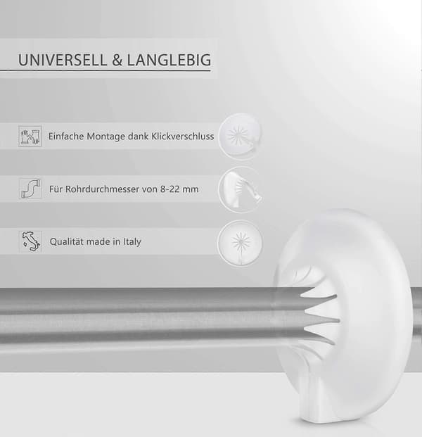 Sæt med 8 radiatorrosetter, rørskjuler, plastventilroset til diametre fra 8 til 22 mm, ultrahurtig montering