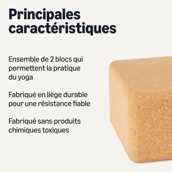 Yogablock i naturkork, 23 x 15 x 8 cm, set om 2