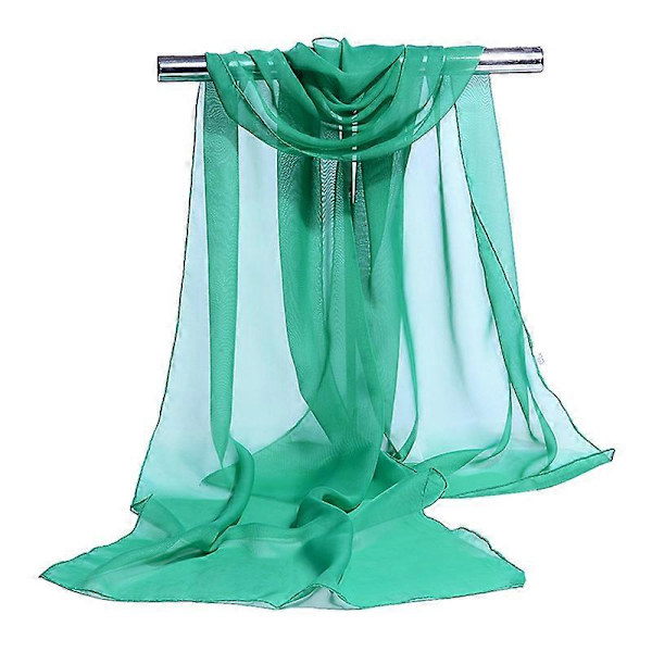 Transparent Chiffonsjal | Sjal Dam Bröllopsklänning - Enfärgad Chiffonsilke Green 160x50cm