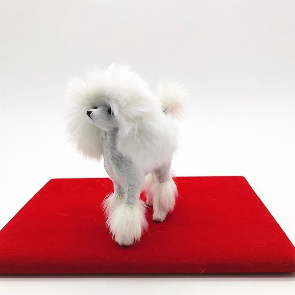4 tums rosa pudel figur simulering hund plysch leksaker present hantverk heminredning White