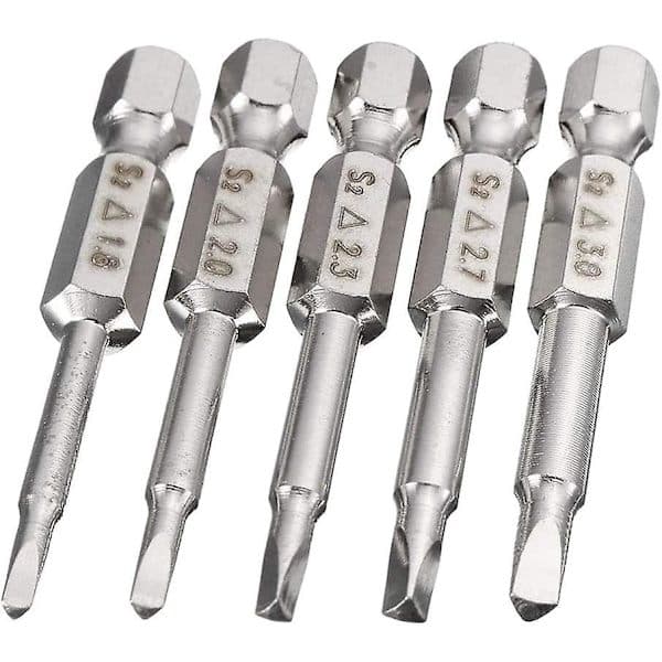 Magnetiska triangulära skruvmejselbitar, 50 mm S2 stål triangulär spets skruvmejselbit 1/4 sexkantigt skaft triangulär skruvmejselbit set (5 st)