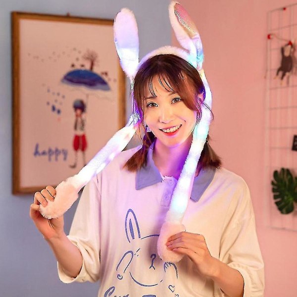 60 cm söt kanin Pikachu cap med rörliga öron Glödande hatt present till baby E