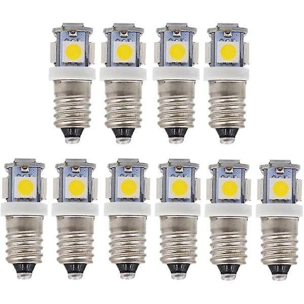 10 St E10 6v Led-lampe eller 5smd 0,5w 50lm-lampacool Hvit