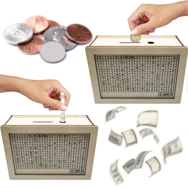 Träsparbössa med räknare 500/1000/2000/3000/5000/10000 Euro Spargris Myntbehållare Barn Vuxna Pengar Sparande Fodral Burk Julklapp Jikaix C