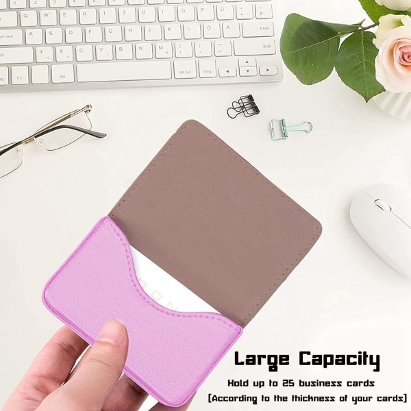 Visitkortshållare, case i PU-läder, visitkortshållare för handväska, case för män och kvinnor, Magnetic Shut (rosa)