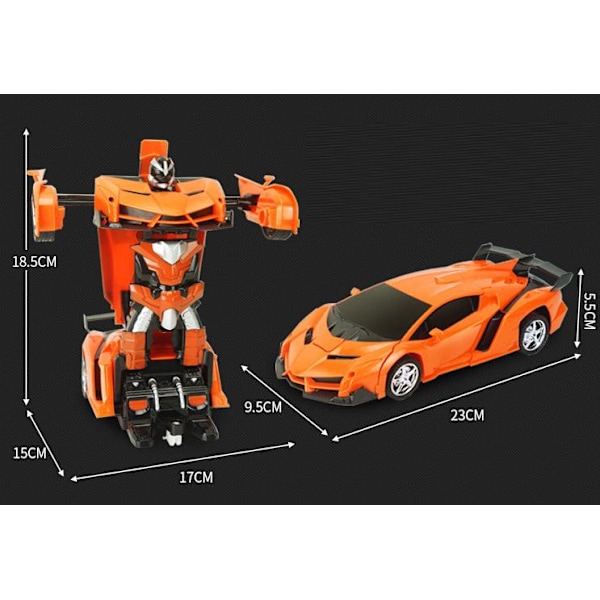 Transformerande leksaker för pojkar och flickor i åldrarna 5-7, fjärrstyrd bil som förvandlas till en robot, radiostyrd racerbil, robotfordon Orange