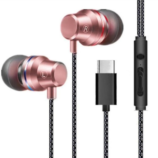 Hodetelefon Type-c In-ear Usb-c Hodetelefoner Kablet headset med mikrofon ørepropper Red