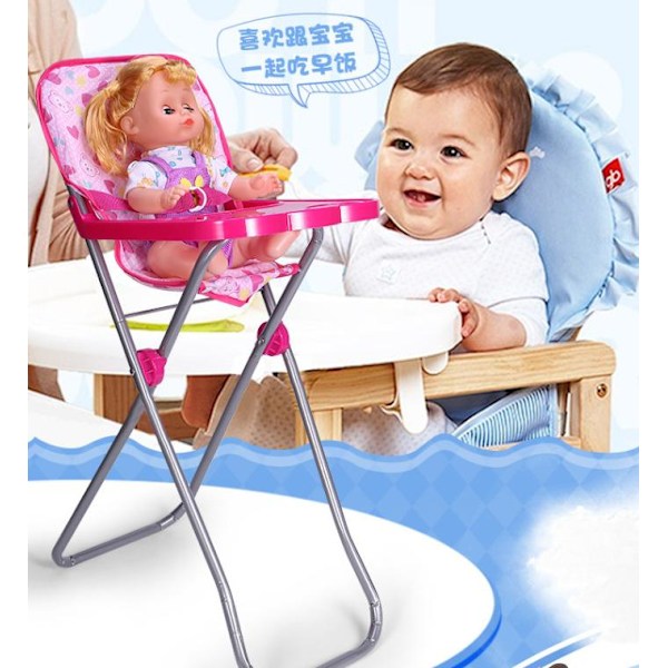 Babydocka Barnsäng Vagn, Matstol, Gungstol, Gunga, Säng För Dockor Barnvagnsleksak (Endast Docka) - Doll