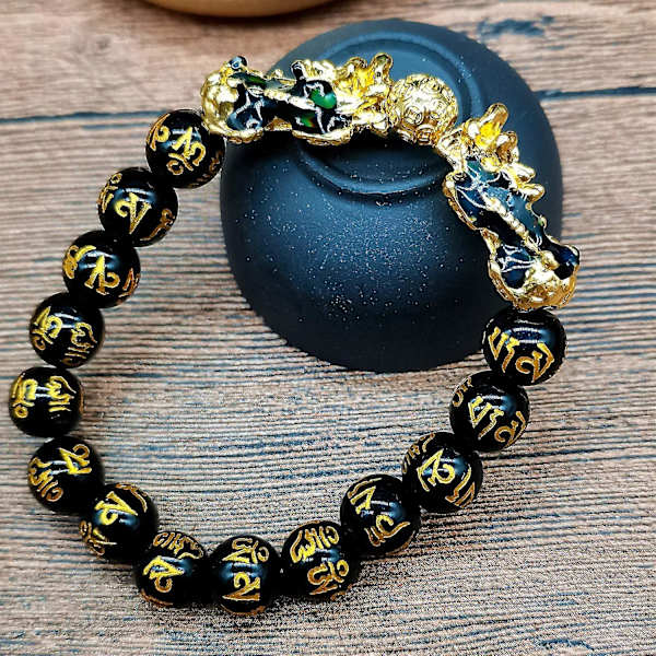Feng Shui Musta Obsidiaani Rikkausrannekoru Väriä Vaihtavat Pi Xiu Rannekkeet Lohikäärme