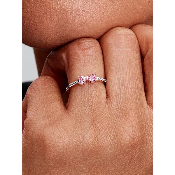 Pandora - Glittrande Rosa Rosettring - Sterling silver Circumference: 56mm