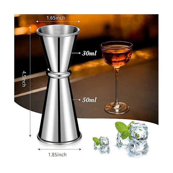 9 dele jigger til bartending cocktail jigger 2 oz 1 oz, 304 rustfrit stål shot glas måling
