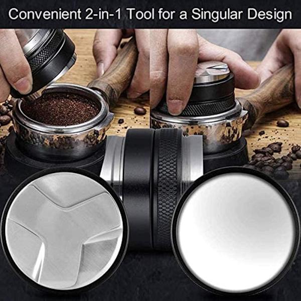 Rustfrit Stål Aluminium Legering Kaffefordeler, 51mm 2 i 1 Nivellering & Tamper, Kaffe Tamper, Espresso Fordeler, Justerbar Dybde Begge Sider (51mm)