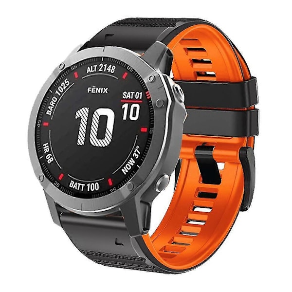 Til Garmin Tactix Delta/enduro Horisontale Striber Silikone Udskiftningsurrem Armbånd Black Orange