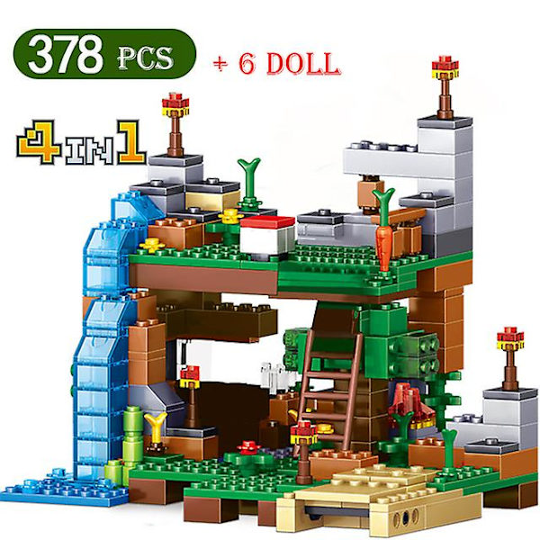 1500 st Myworld klossar set gruva gård bergsgrotta vattenfall by djungelträdhus figurer modellbyggstenar leksaker presenter - Klossar - 93027