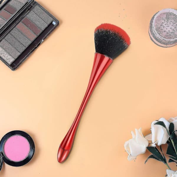 Super stor mineralpudderbørste, bronzer Kabuki makeupbørste, blød og luftig foundationbørste rød 1 stk.