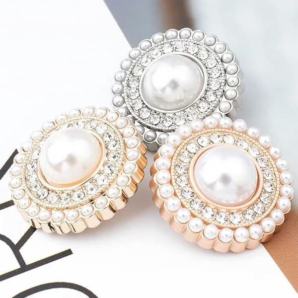 10 st Metall Strass Pärlknappar Skjortknappar SILVER silver 15MM10st-10st silver 15MM10pcs-10pcs