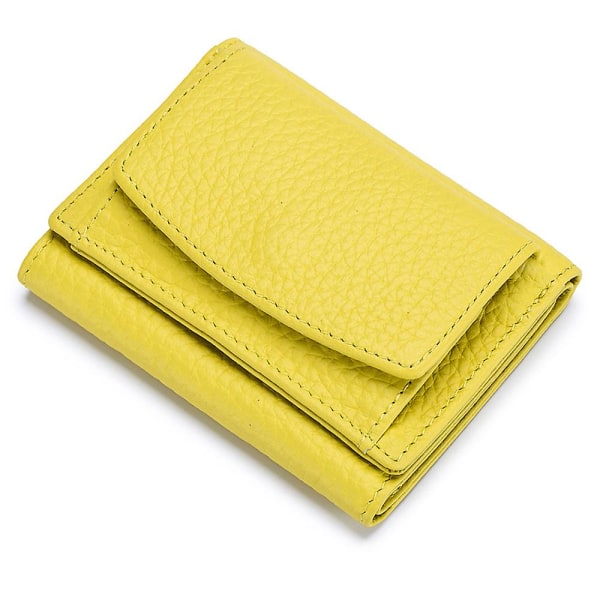 Liten läderplånbok, Rfid myntväska yellow