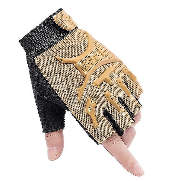 Barn utomhus sport halvfinger halkfria andningsbara handskar 3 to 6 years old Sand color