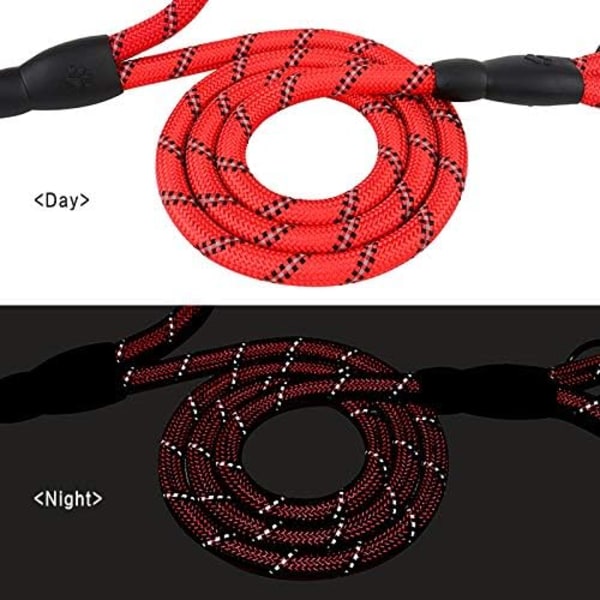 Sterk hundekobbel 6 fot lang med to polstrede håndtak, slitesterkt, reflekterende dobbelthåndtak treningshundekobbel for store hunder eller mellomstore hunder (rød)