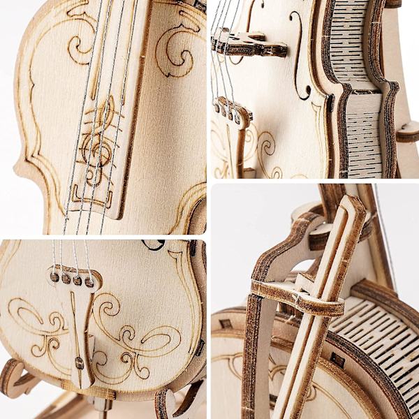 Barnens trä hantverk byggsatser 3d träpussel leksak Diy Cello modell satser att bygga hjärngympa leksaker för flickor
