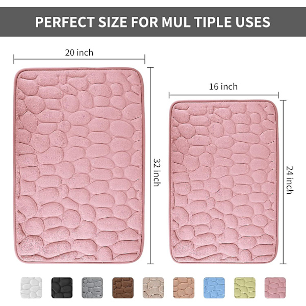 Minneskum Badmatta, Kullersten Präglad Korallfleece Badmatta, Snabb Vattenabsorberande, 16x24 Tum