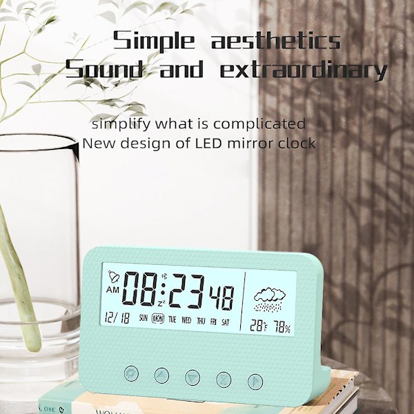 Led Elektronisk Vekkerklokke Enkel Klokke Student Barn Sengesidebord Klokke Hvit green