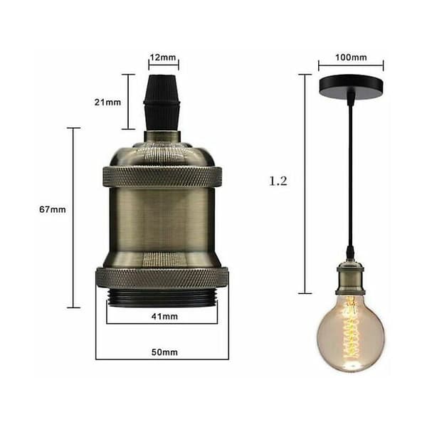 Metallhänge, E27-lamphållare med kabel, 100 cm pendelkabel