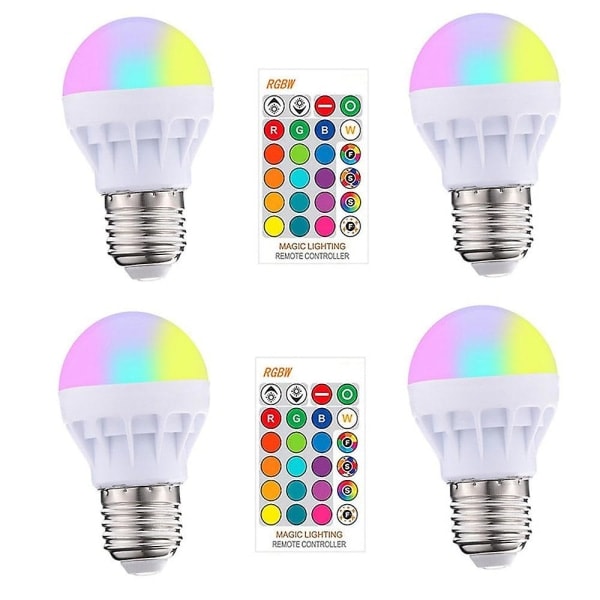 4 stk E27 Smart Control Lamp LED RGBW Dimbar