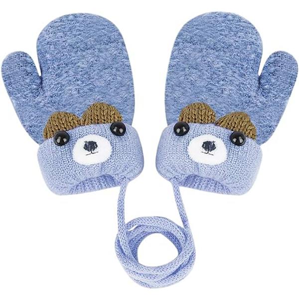 Toddler Magic Stretch Mittens Tjocka Plyschfodrade, Vinter Baby Boys Girls Stickade Vantar Varma Fluffiga Hel Fingerhandskar Kallt Väder Skidhandskar