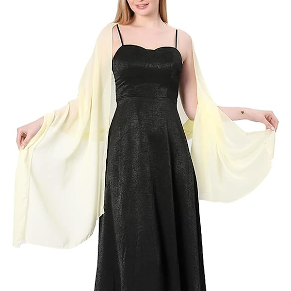 Tunna, mjuka chiffonsjalar och wraps för kvinnor av Ladies, lätta bröllopsklänningar för fest, sjal för brud (beige)