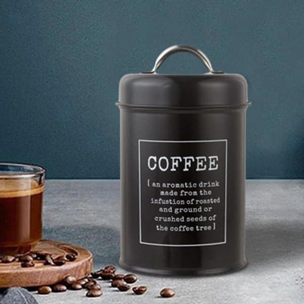 Kaffekrukke Slikkrukke Chokoladekrukke Tørfoder Lufttæt Låg 1,2l Snacks Slik Organizer Køkkenbeholder Til Skabshylde Sort Black