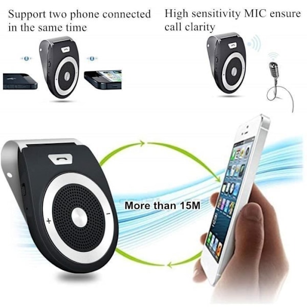 Håndsfrisett - Bluetooth 4.1 - Automatisk tenning - Dobbel tilkobling - USB-lader inkludert