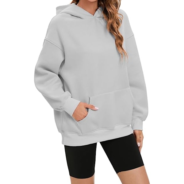 Dame Oversized Hættetrøjer Pullover Langærmet Sweatshirt Efterår Vinter Termisk Fleece Toppe med Lommer
