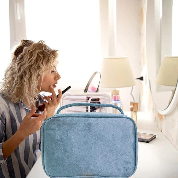 Makeup taske, rejse makeup organizer kosmetiske børste tasker Light blue